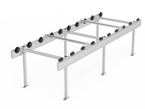 Track transport line for automatic ebb & flow bench