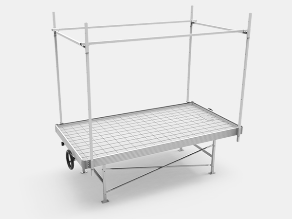 Mobile ebb & flow bench with extended frame
