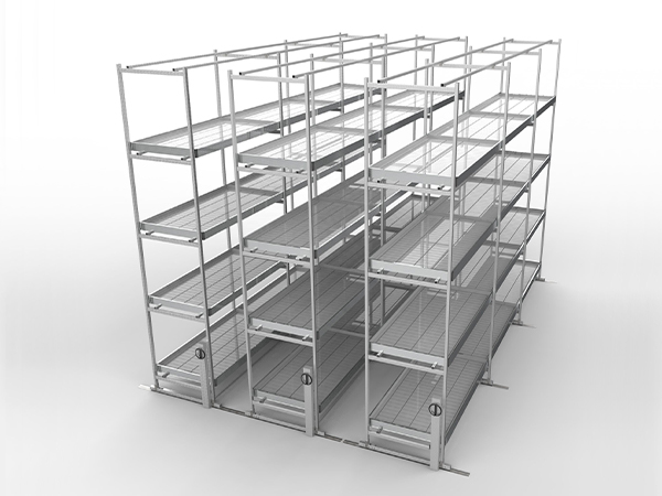 Three rows of multilayer ebb & flow bench